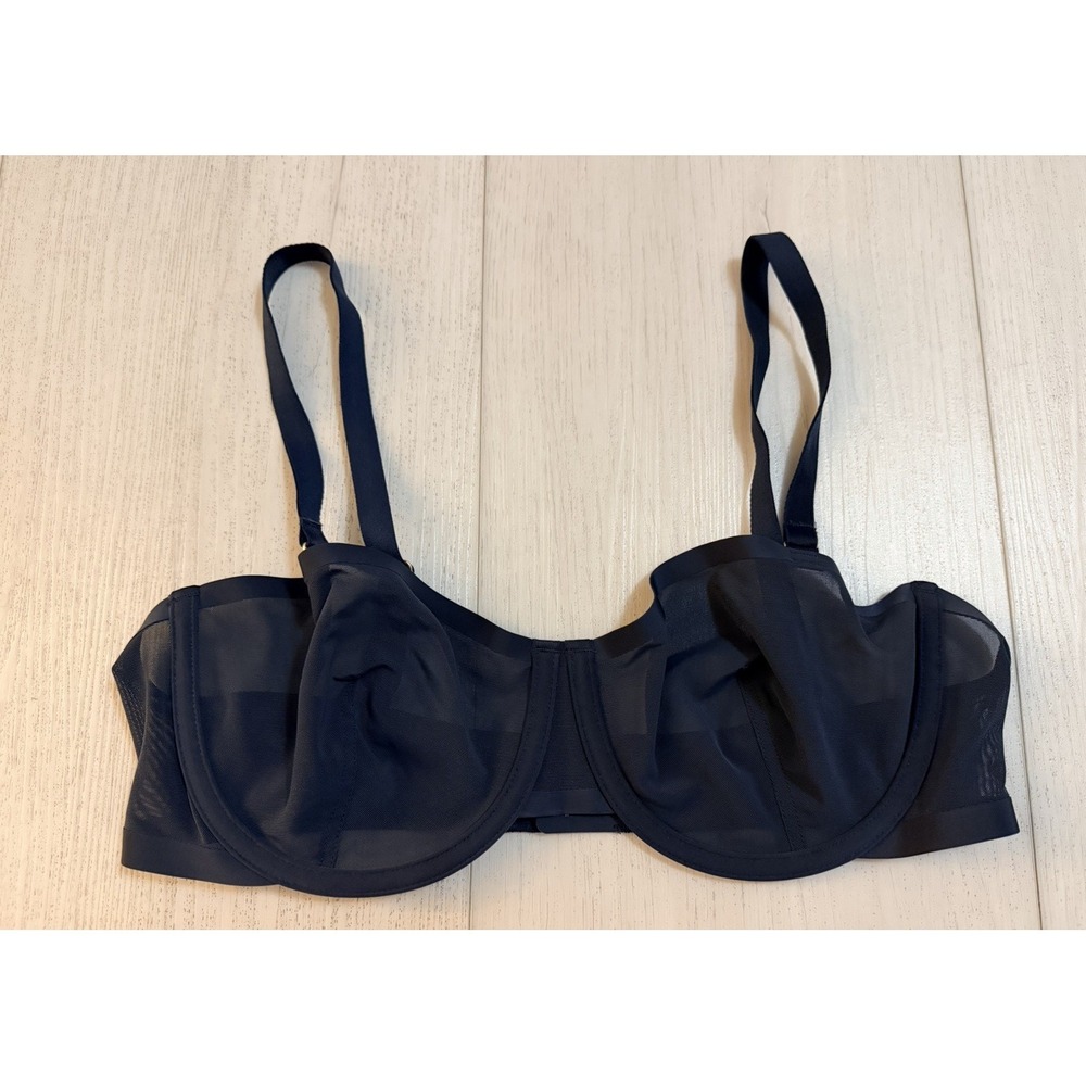 CUUP The Balconette Unlined Mesh Bra Size 36C - Navy Blue